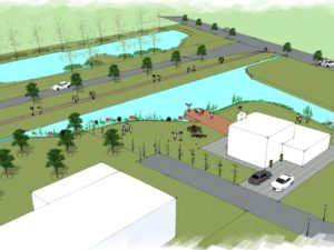 ontwikkeling bouwkavel met vijver en dijkwandelpad te Lewedorp