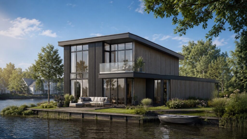 nieuwbouw markante woning langs de Oude Rijn te Hazerswoude-Rijndijk