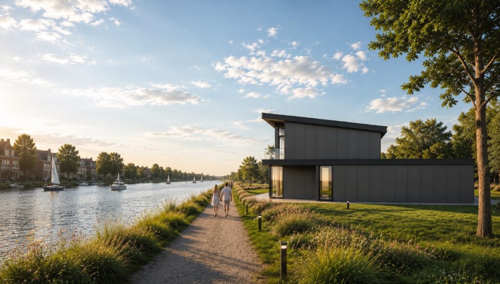 nieuwbouw markante woning langs de Oude Rijn te Hazerswoude-Rijndijk