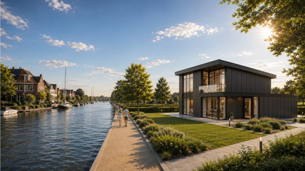 nieuwbouw markante woning langs de Oude Rijn te Hazerswoude-Rijndijk